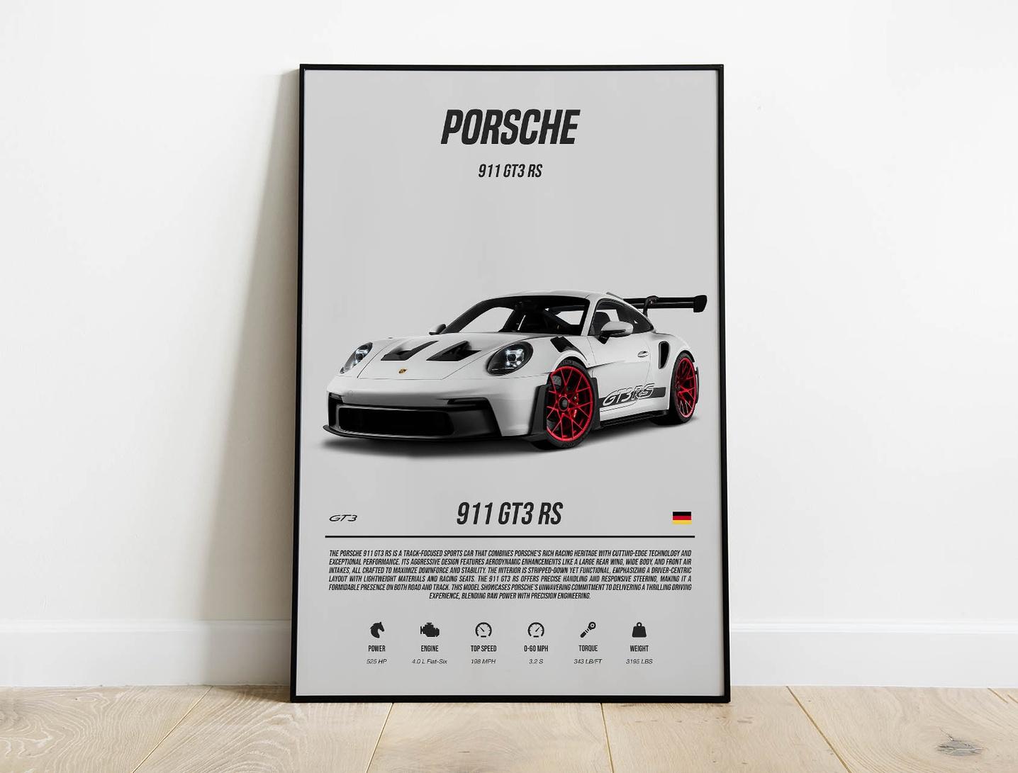 Porsche 911 GT3 RS - Sport Car Poster Print | Architeg Prints
